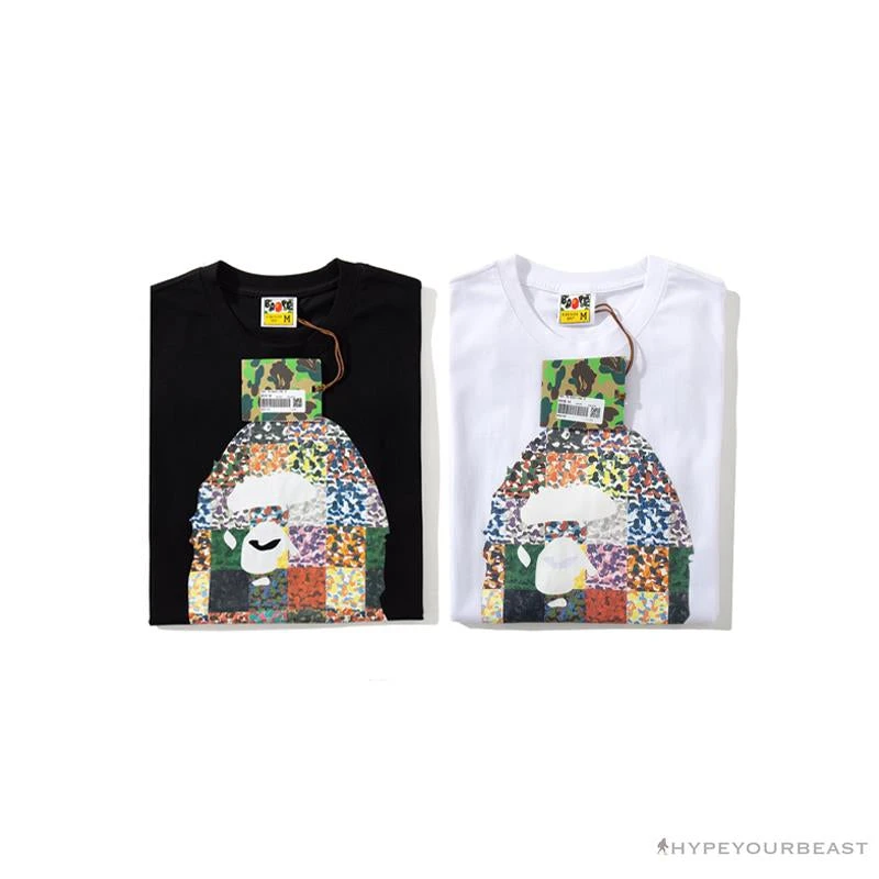 Hypeyourbeast BAPE Ape Man Head 28th Anniversary Camouflage Color Block Tee 'BLACK' 14 Hypeyourbeast BAPE Ape Man Head 28th Anniversary Camouflage Color Block Tee 'BLACK'