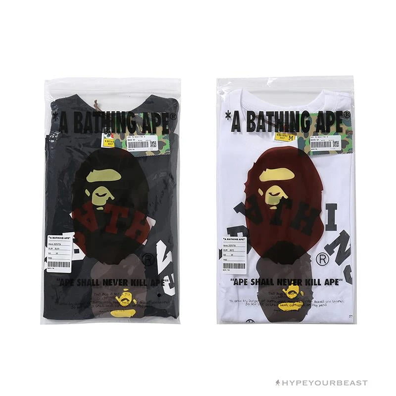 Hypeyourbeast BAPE Messy Letters Upside Down Little Ape Head Tee Shirt 'WHITE' 5 Hypeyourbeast BAPE Messy Letters Upside Down Little Ape Head Tee Shirt 'WHITE'