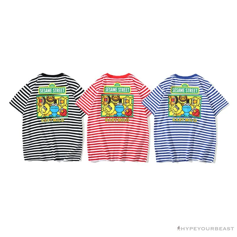 Hypeyourbeast BAPE Baby Milo Sesame Street Striped Tee Shirt 'RED' 5 Hypeyourbeast BAPE Baby Milo Sesame Street Striped Tee Shirt 'RED'