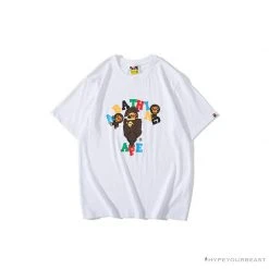 Hypeyourbeast BAPE Baby Milo Color Letter Monkey Tee Shirt 'WHITE' Clothes