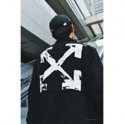 HypeYourBeast Off White Denim Black Jacket - White Hoodies & Jackets