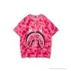 Hypeyourbeast BAPE Pink Camouflage Shark Head Fake Zipper Tee Shirt