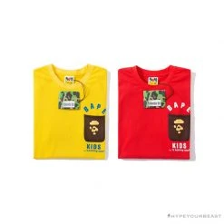 Hypeyourbeast BAPE KIDS Small Net Pocket Ape Man Head Tee Shirt 'YELLOW' Clothes 37 Hypeyourbeast BAPE KIDS Small Net Pocket Ape Man Head Tee Shirt 'YELLOW' Clothes