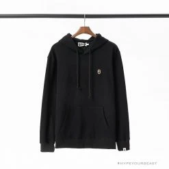 Hypeyourbeast BAPE Classic Ape Head Embroidered Standard Cotton Terry Hoodie 'BLACK' Clothes