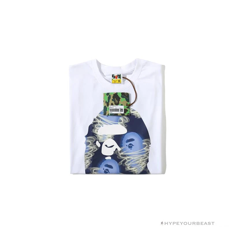 Hypeyourbeast BAPE Blue Ape Head Green Storm Tee Shirt 'WHITE' Clothes 3 Hypeyourbeast BAPE Blue Ape Head Green Storm Tee Shirt 'WHITE' Clothes