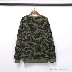 Hypeyourbeast Clothes BAPE Classic Ape Head Embroidered Camouflage Long Sleeve Shirt 'GREEN'