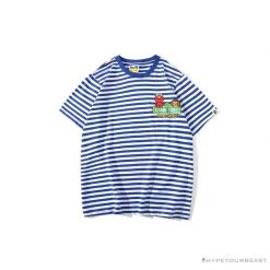 Hypeyourbeast Clothes BAPE Baby Milo Sesame Street Striped Tee Shirt 'BLUE'