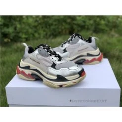 Hypeyourbeast Balenciaga BCG Triple S Sneakers Silver Grey Red