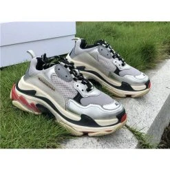 Hypeyourbeast Balenciaga BCG Triple S Sneakers Silver Grey Red