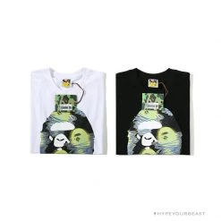 Hypeyourbeast Clothes BAPE Green Ape Head Blue Storm Tee Shirt 'BLACK'