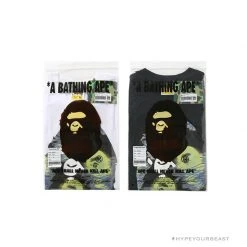 Hypeyourbeast Clothes BAPE Green Ape Head Blue Storm Tee Shirt 'BLACK'