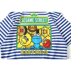 Hypeyourbeast Clothes BAPE Baby Milo Sesame Street Striped Tee Shirt 'BLUE'