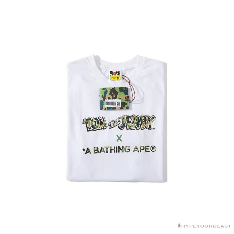 Hypeyourbeast BAPE Little Ape Head Tom And Jerry Chase Tee Shirt 'WHITE' Clothes 3 Hypeyourbeast BAPE Little Ape Head Tom And Jerry Chase Tee Shirt 'WHITE' Clothes