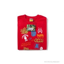 Hypeyourbeast Clothes BAPE Street Graffiti Tee Shirt 'RED'