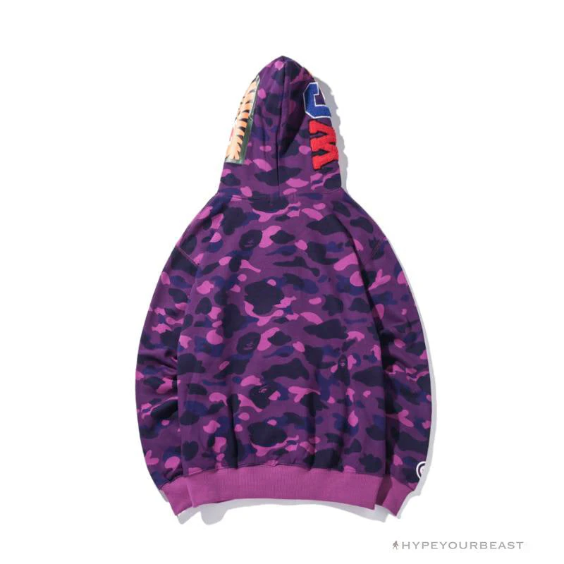 Hypeyourbeast BAPE Shark Head Classic Embroidered Camouflage Zip-Up Hoodie 'PURPLE' Clothes 3 Hypeyourbeast BAPE Shark Head Classic Embroidered Camouflage Zip-Up Hoodie 'PURPLE' Clothes