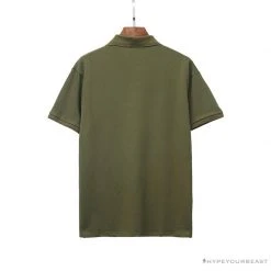 Hypeyourbeast BAPE Classic Ape Head Print Versatile Polo Shirt 'ARMY GREEN'