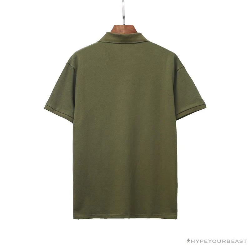 Hypeyourbeast BAPE Classic Ape Head Print Versatile Polo Shirt 'ARMY GREEN' 2 Hypeyourbeast BAPE Classic Ape Head Print Versatile Polo Shirt 'ARMY GREEN'
