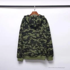 Hypeyourbeast Clothes BAPE X Bathing Ape Head Camouflage Hoodie 'GREEN'