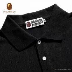 Hypeyourbeast Clothes BAPE Classic Ape Head Print Versatile Polo Shirt 'BLACK'