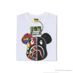 Hypeyourbeast BAPE Violent Bear Color Stitching Tee Shirt 'WHITE' Clothes