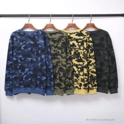 Hypeyourbeast BAPE Classic Ape Head Embroidered Camouflage Long Sleeve Shirt 'YELLOW'
