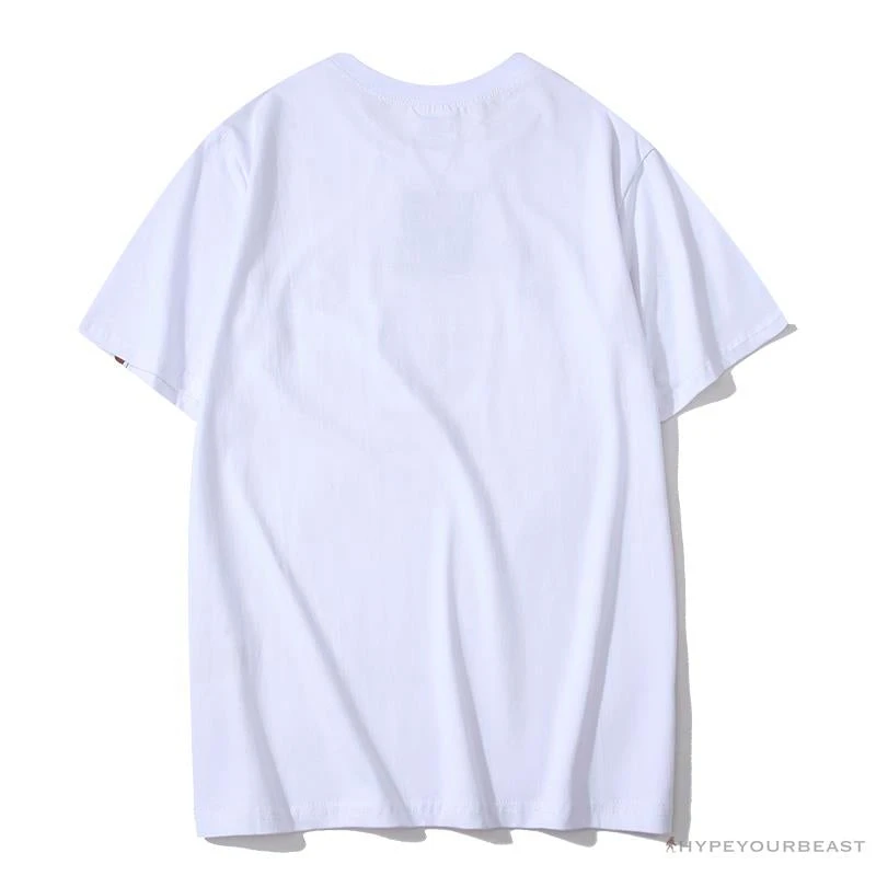 Hypeyourbeast BAPE Classic Basic Ape Man Head English LOGO Tee Shirt 'WHITE' 2 Hypeyourbeast BAPE Classic Basic Ape Man Head English LOGO Tee Shirt 'WHITE'