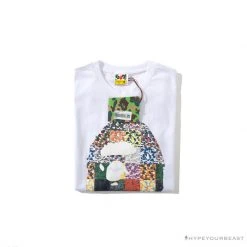 Hypeyourbeast BAPE Ape Man Head 28th Anniversary Camouflage Color Block Tee Shirt 'WHITE'