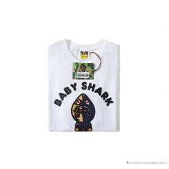 Hypeyourbeast Clothes BAPE Baby Shark Blue Shark Tee Shirt 'WHITE'