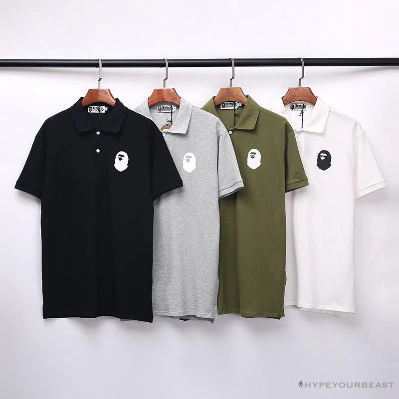 Hypeyourbeast BAPE Classic Ape Head Print Versatile Polo Shirt 'ARMY GREEN' 6 Hypeyourbeast BAPE Classic Ape Head Print Versatile Polo Shirt 'ARMY GREEN'