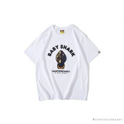 Hypeyourbeast Clothes BAPE Baby Shark Blue Shark Tee Shirt 'WHITE'