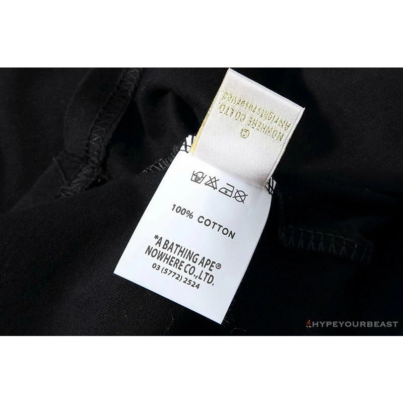Hypeyourbeast BAPE Classic Basic Ape Man Head English LOGO Tee Shirt 'BLACK' Clothes 10 Hypeyourbeast BAPE Classic Basic Ape Man Head English LOGO Tee Shirt 'BLACK' Clothes