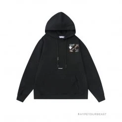 HypeYourBeast Off White Hoodie Jabba Flower - Black Hoodies & Jackets