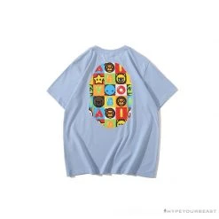 Hypeyourbeast BAPE Baby Milo Color Square Ape Head Tee Shirt 'BLUE' Clothes