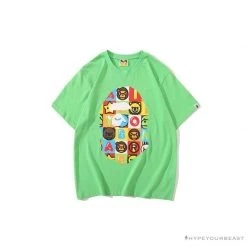 Hypeyourbeast Clothes BAPE Baby Milo Color Square Ape Head Tee Shirt 'GREEN'