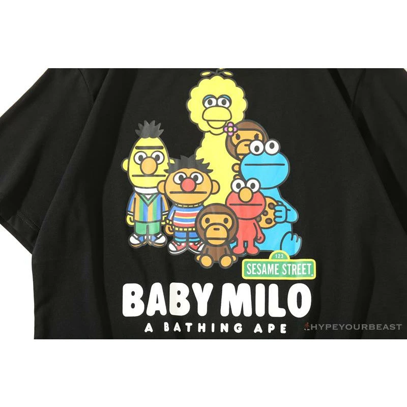 Hypeyourbeast BAPE Baby Milo Sesame Street Plain Tee Shirt 'BLACK' 8 Hypeyourbeast BAPE Baby Milo Sesame Street Plain Tee Shirt 'BLACK'