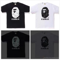Hypeyourbeast Clothes BAPE Starry Sky Camouflage Luminous Great Ape Man Head Tee Shirt 'BLACK'