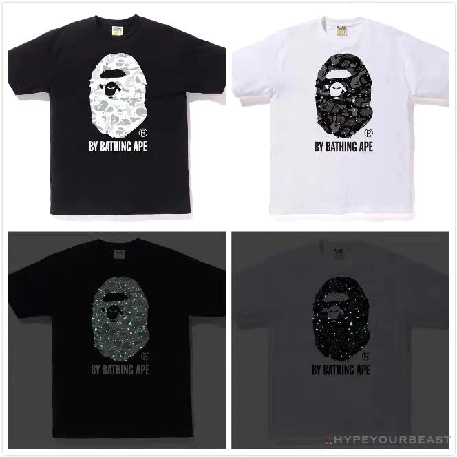 Hypeyourbeast BAPE Starry Sky Camouflage Luminous Great Ape Man Head Tee Shirt 'WHITE' 5 Hypeyourbeast BAPE Starry Sky Camouflage Luminous Great Ape Man Head Tee Shirt 'WHITE'