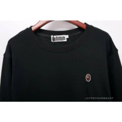 Hypeyourbeast Clothes BAPE Classic Ape Head Embroidered Long Sleeve Shirt 'BLACK'