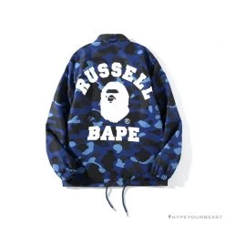 Hypeyourbeast BAPE X RUSSELL ATHLETIC Drawstring Camouflage Sweater 'BLUE' Clothes