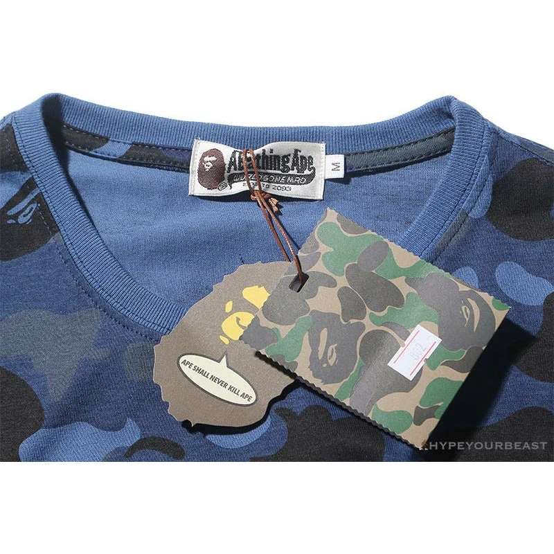 Hypeyourbeast BAPE Camouflage Shark Head Classic Cotton Short Sleeve Tee Shirt 'BLUE' Clothes 3 Hypeyourbeast BAPE Camouflage Shark Head Classic Cotton Short Sleeve Tee Shirt 'BLUE' Clothes