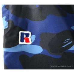 Hypeyourbeast Clothes BAPE X RUSSELL ATHLETIC Drawstring Camouflage Pants 'BLUE'
