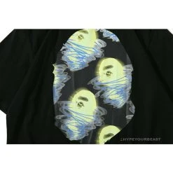 Hypeyourbeast Clothes BAPE Green Ape Head Blue Storm Tee Shirt 'BLACK'
