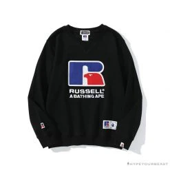 Hypeyourbeast BAPE X RUSSELL ATHLETIC Joint Pullover Long Sleeve Shirt 'BLACK'