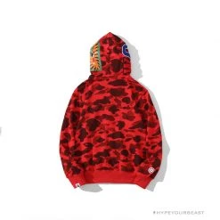 Hypeyourbeast Clothes BAPE Camo Hoodie Shark Head 'RED'