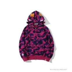 Hypeyourbeast BAPE Camo Hoodie Shark Head 'PURPLE'