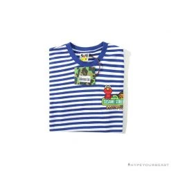 Hypeyourbeast Clothes BAPE Baby Milo Sesame Street Striped Tee Shirt 'BLUE'