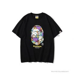 Hypeyourbeast Clothes BAPE Pokémon Co-branded Ape Head Tee Shirt 'BLACK'