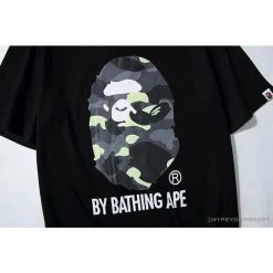 Hypeyourbeast Clothes BAPE Luminous Spots Camouflage Great Ape Man Black Head Cotton Short Sleeve Tee Shirt 'BLACK'