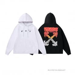 HypeYourBeast Off White Hoodie Red Orange - White Hoodies & Jackets