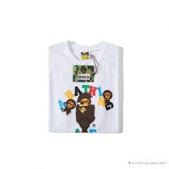 Hypeyourbeast BAPE Baby Milo Color Letter Monkey Tee Shirt 'WHITE' Clothes
